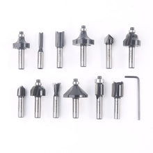 Load image into Gallery viewer, 12PC Router Bit Set with Straight Bit Woodwork Tools, Including Dovetail, Chamfer, Straight, V Grooving Router Bit