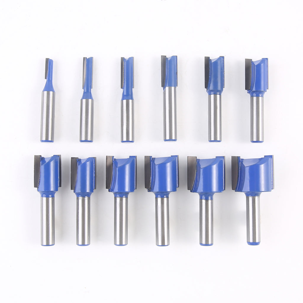 12PC Straight Router Bit Set Traditional Woodworking Tools