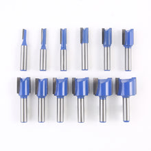Load image into Gallery viewer, 12PC Straight Router Bit Set Traditional Woodworking Tools
